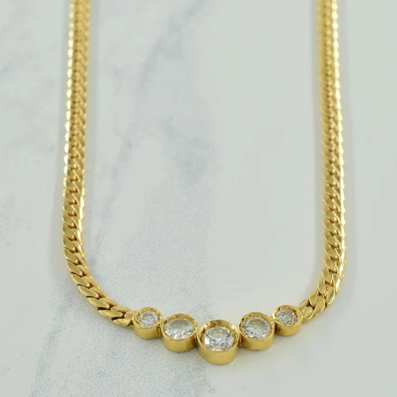 Polished gold necklaces-Bezel Set Diamond Necklace | 0.62ctw | 17" |