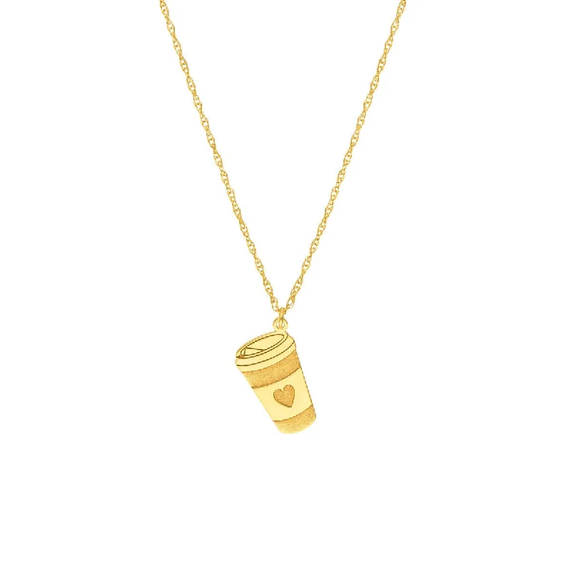 Opal stone necklaces-14K Yellow Gold So You Coffee Cup Necklace