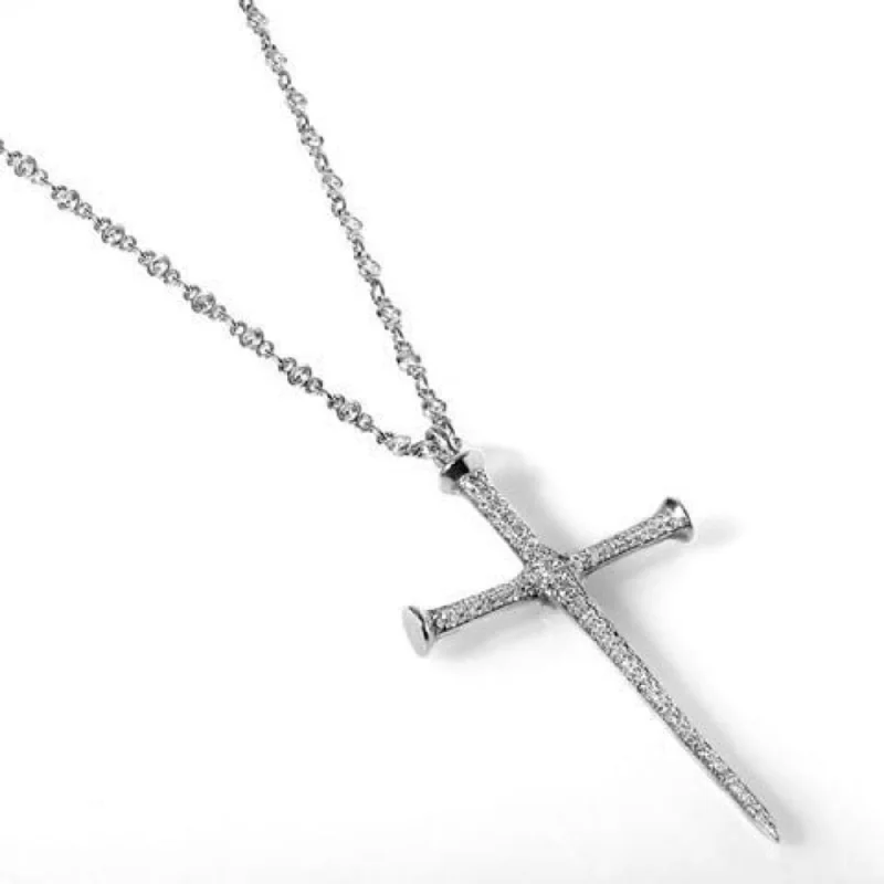 Evil eye necklaces-Edgy Diamond Cross Necklace