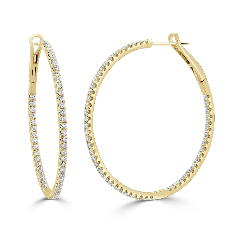 Chandelier style earrings-14k Gold & Diamond Hoop Earrings