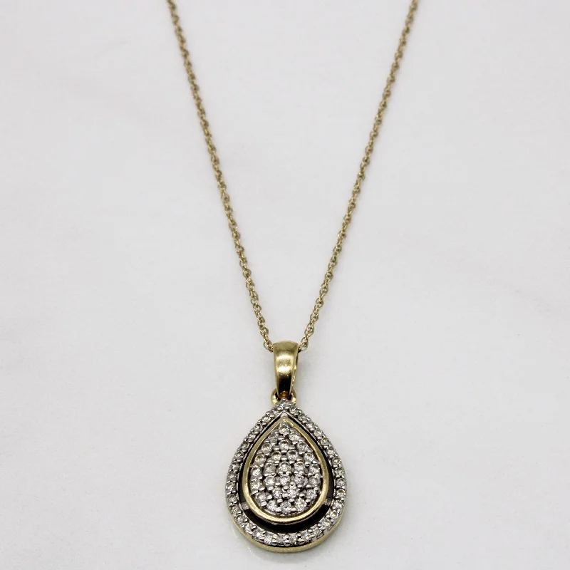 Matte gold necklaces-Diamond Teardrop Pendant & Necklace | 0.30ctw | 18" |