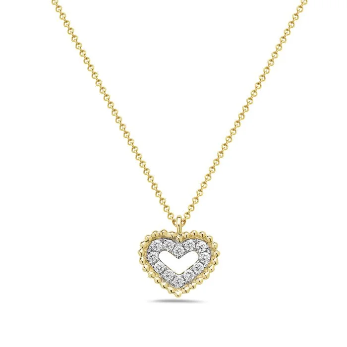 Hamsa hand necklaces-14K Yellow Gold Heart Diamond Necklace