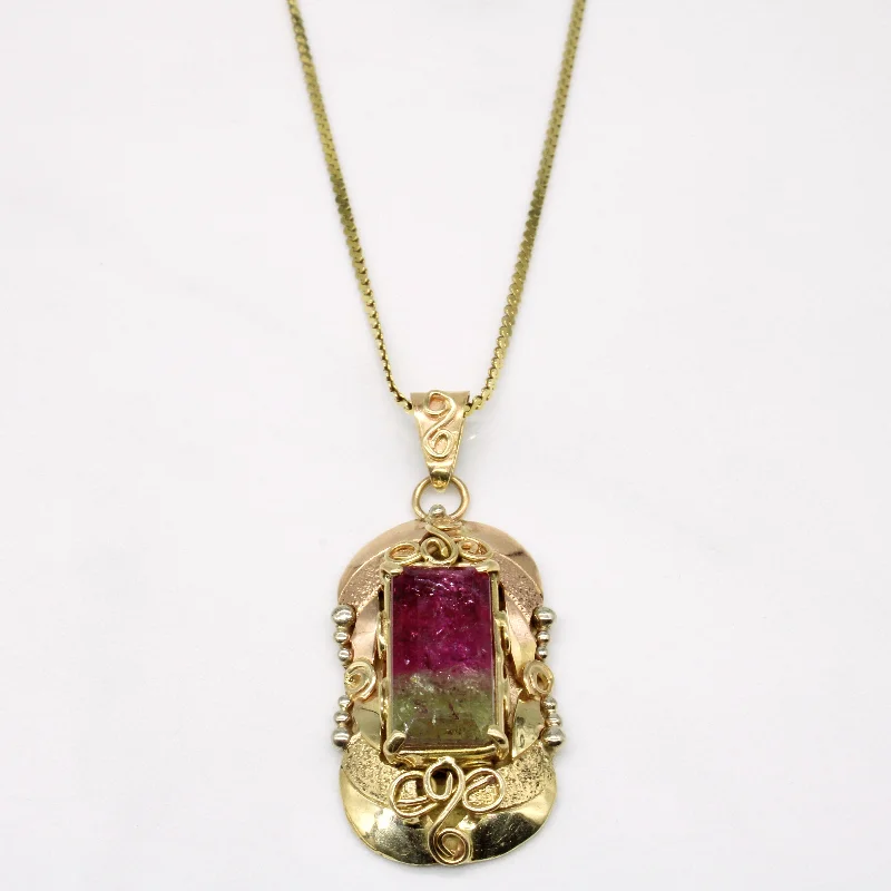 Gothic cross necklaces-Watermelon Tourmaline Pendant & Necklace | 4.80ct | 18" |