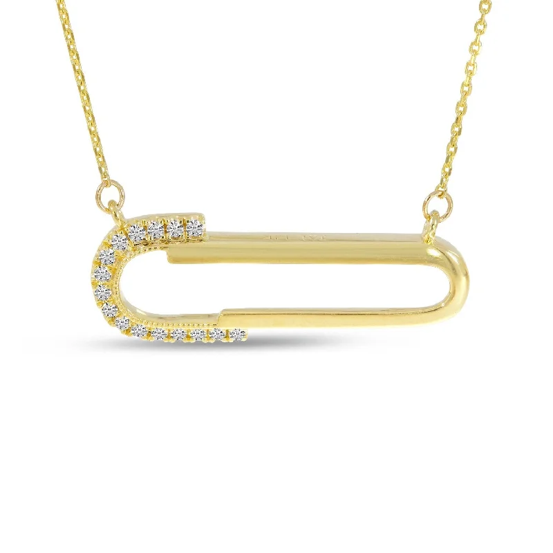 Shell pendant necklaces-14K Yellow Gold Paper Clip Diamond Necklace