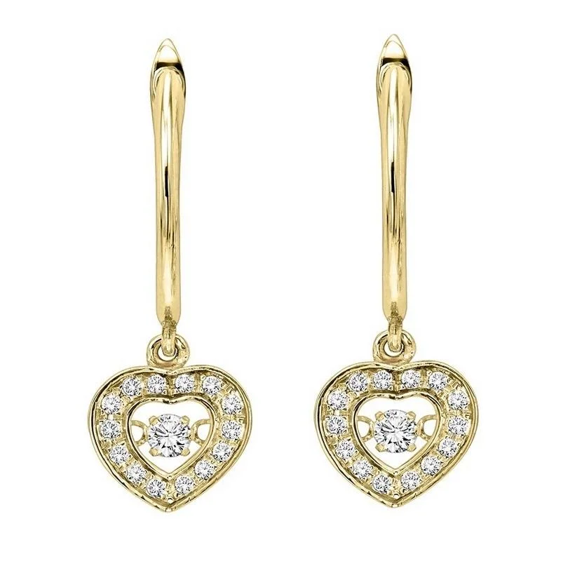 Dainty pearl earrings-14K Yellow Gold Diamond Rhythm Of Love Earrings 1/4 ctw