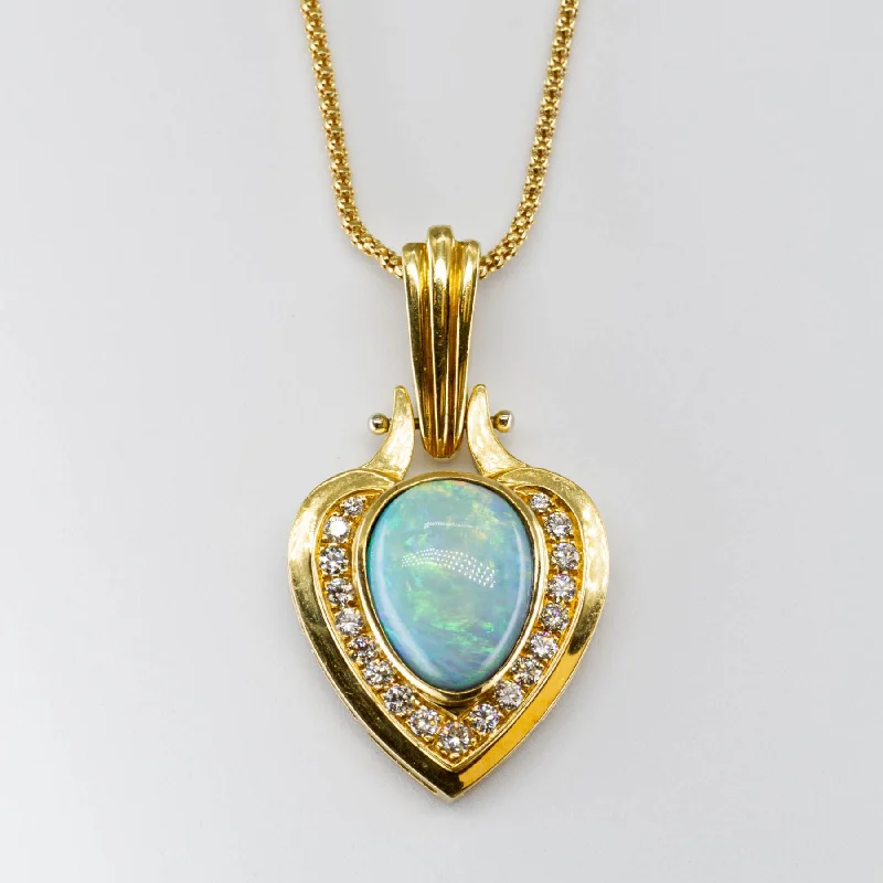 Multi-strand necklaces-18k Opal and Diamond Necklace | 7.00 ctw |18"