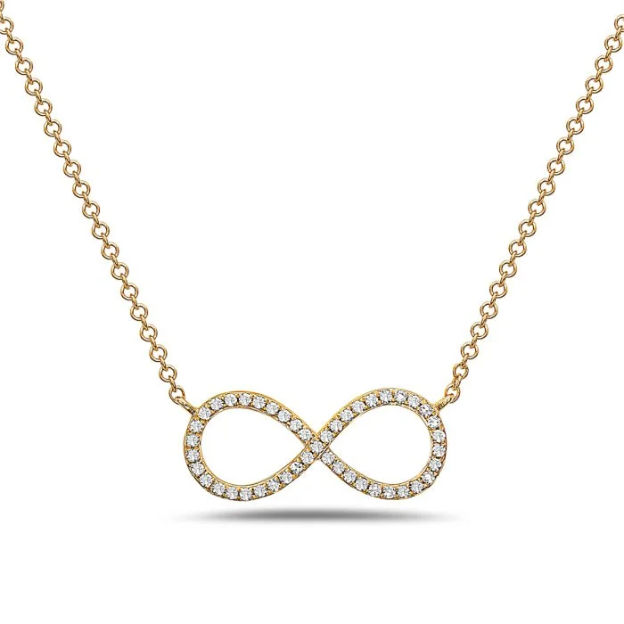 Polished gold necklaces-14K Yellow Gold Infinity Symbol Diamond Necklace