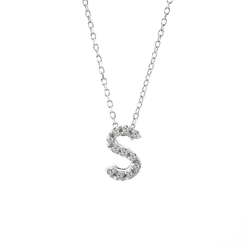 Y-drop necklaces-14K Gold Initial "S" Necklace With Diamonds