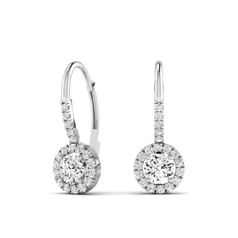 Starburst design earrings-Rue Round Cut Diamond Halo Earrings