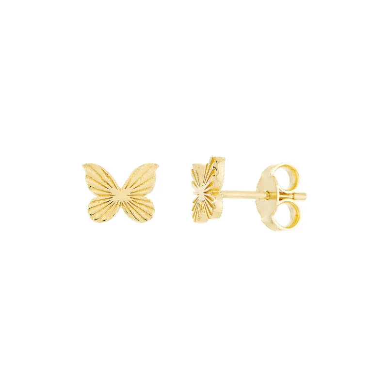 Lightweight hoop earrings-Fluted Butterfly Stud Earrings