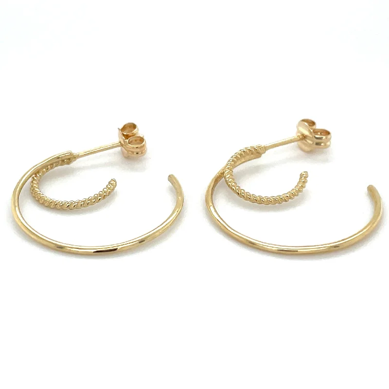 Huggie hoop earrings-9ct Yellow Gold Double Hoop Earring