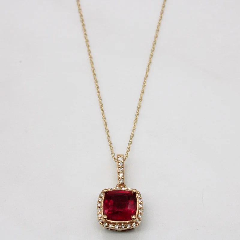 Moon phase necklaces-'Effy' Ruby & Diamond Halo Pendant & Necklace | 2.09ct, 0.12ctw | 19" |