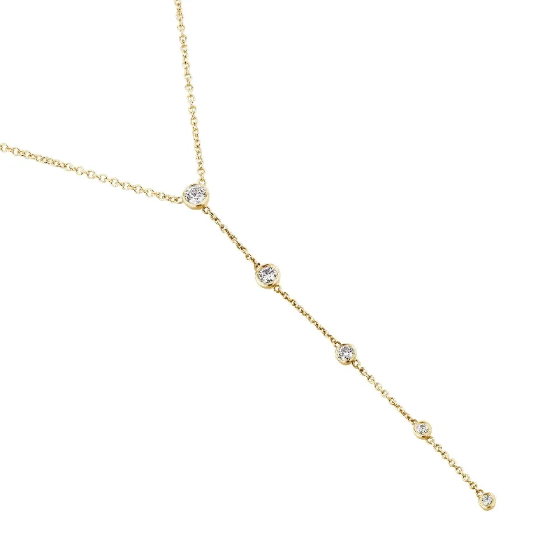 Petite gemstone necklaces-Diamond Chain Drop Necklace