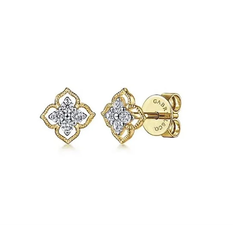 Victorian style earrings-Gabriel 14Ky Diamond Gaby Floral Stud Earrings