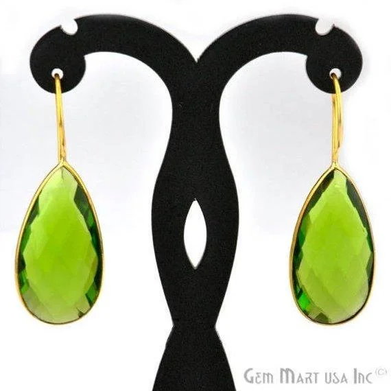 Fringe charm earrings-Pear Shape 15x30mm Gold Plated Gemstone Hook Earrings (Pick your Gemstone) (90003-1)