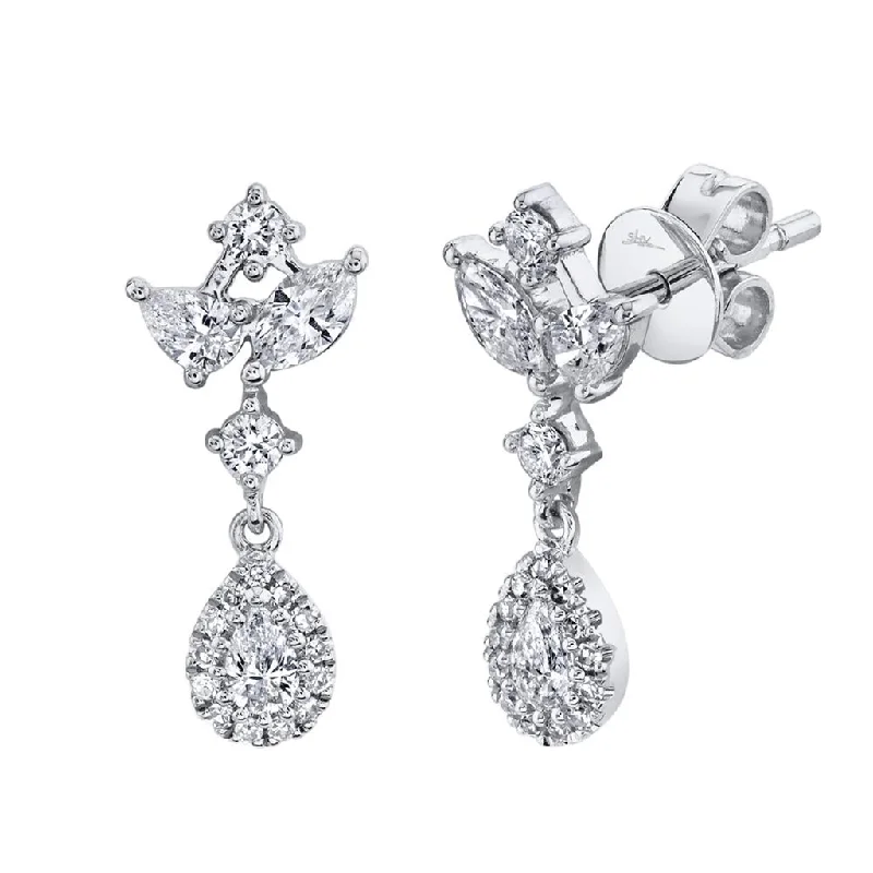 Starburst design earrings-Shy 14Ky Diamond Drop Earrings