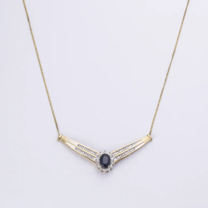 Lace-inspired necklaces-14k Yellow Gold Sapphire and Diamond Necklace | 0.93ct, 0.25ctw | 18"