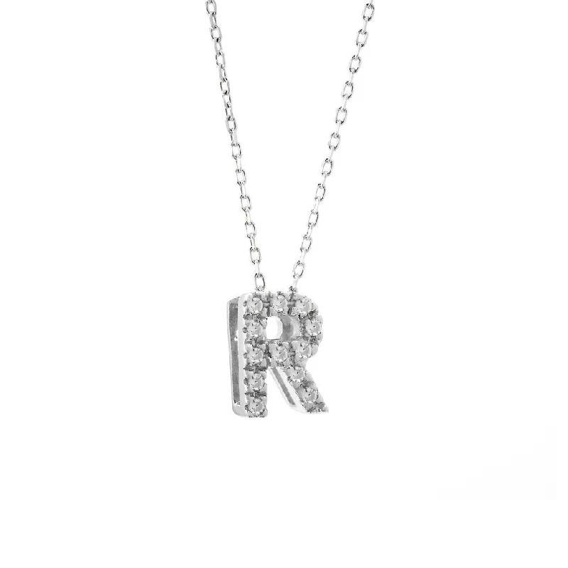 Velvet choker necklaces-14K Gold Initial "R" Necklace With Diamonds