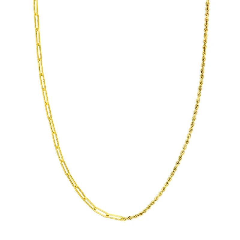 Luxe diamond necklaces-14K Yellow Gold 50/50 Paperclip and Rope Necklace