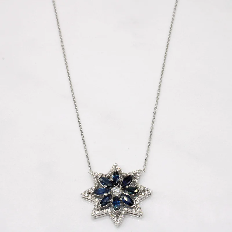 Colorful enamel necklaces-Sapphire & Diamond Pendant Necklace | 1.71ctw, 0.54ctw | 16" |