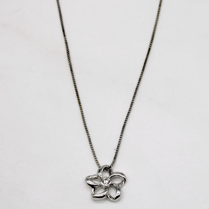 Bamboo style necklaces-Diamond Flower Pendant & Necklace | 0.02ct | 18" |