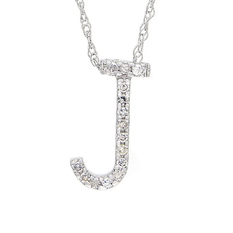 Evil eye necklaces-14K Gold Initial "J" Necklace With Diamonds (Big)