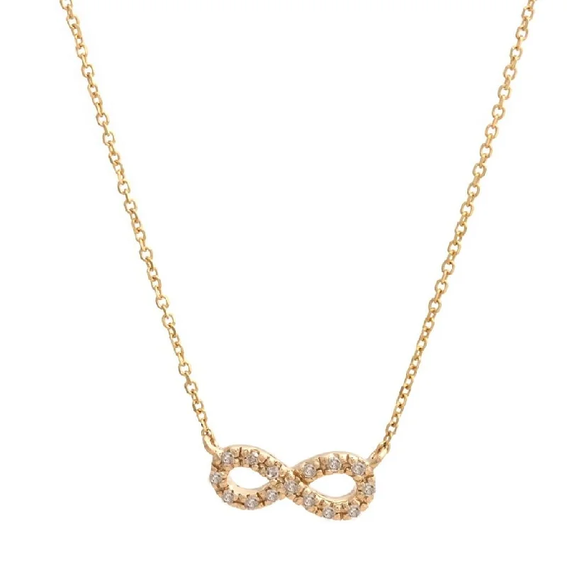 Magnetic clasp necklaces-14K Yellow Gold Infinity Single Micro Pave Diamond Necklace