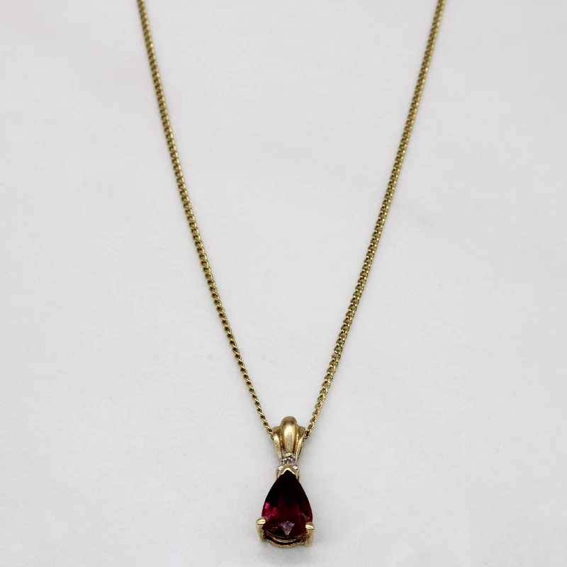 Minimalist style necklaces-Ruby & Diamond Pendant & Necklace | 0.48ct, 0.01ct | 19" |