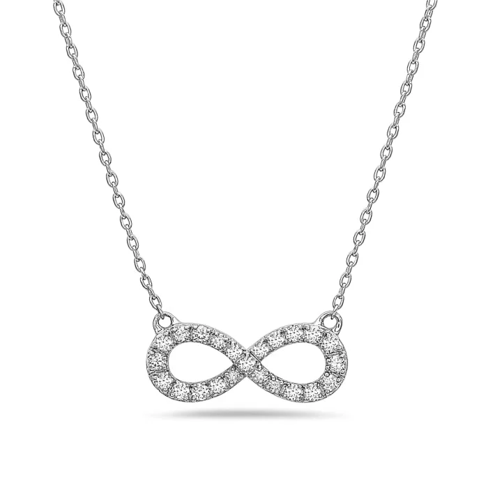 Vintage pearl necklaces-14K White Gold Infinity Diamond Necklace