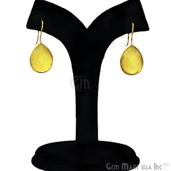 Long threader earrings-Pear Shape 16x35mm Gold Plated Gemstone Hook Earrings (Pick your Gemstone) (90089-1)