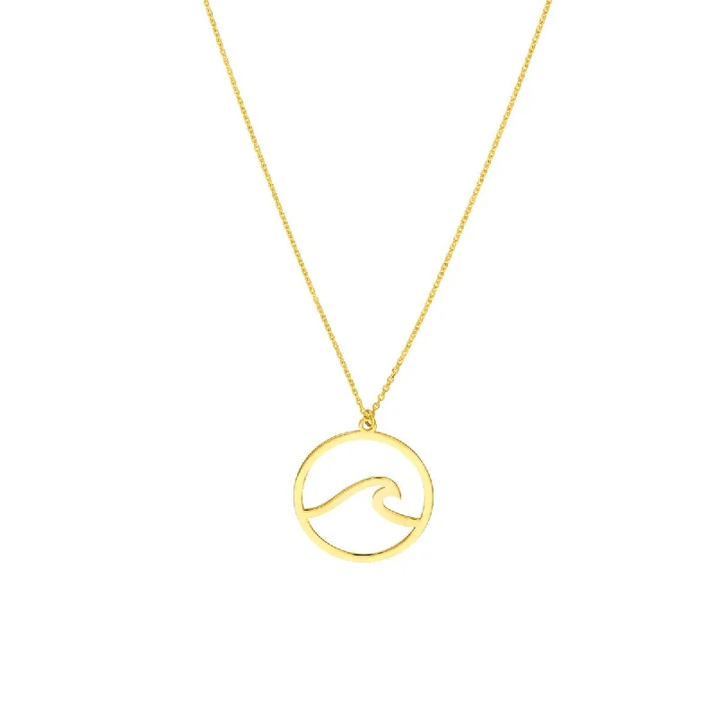 Petite gemstone necklaces-14K Yellow Gold Wave In Circle Necklace