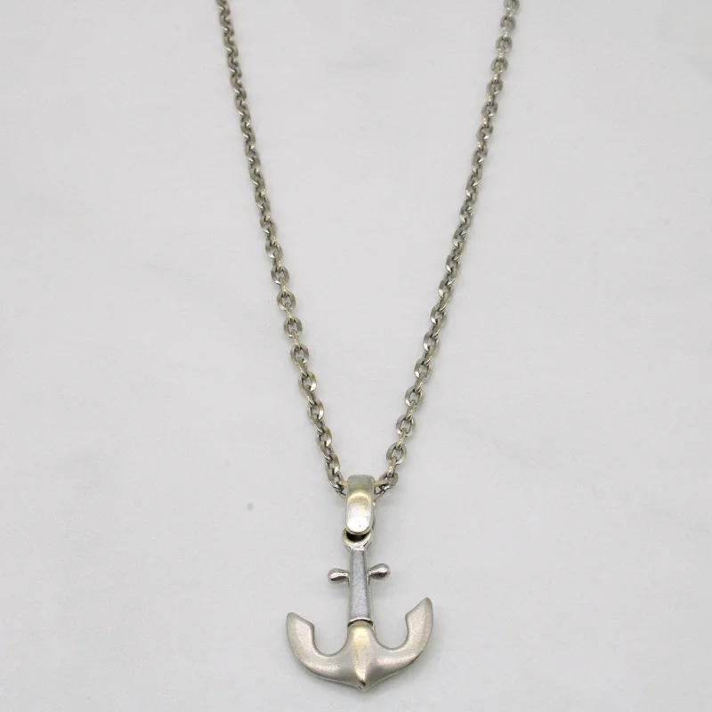 Personalized name necklaces-18k White Gold Anchor Pendant & Necklace | 20" |