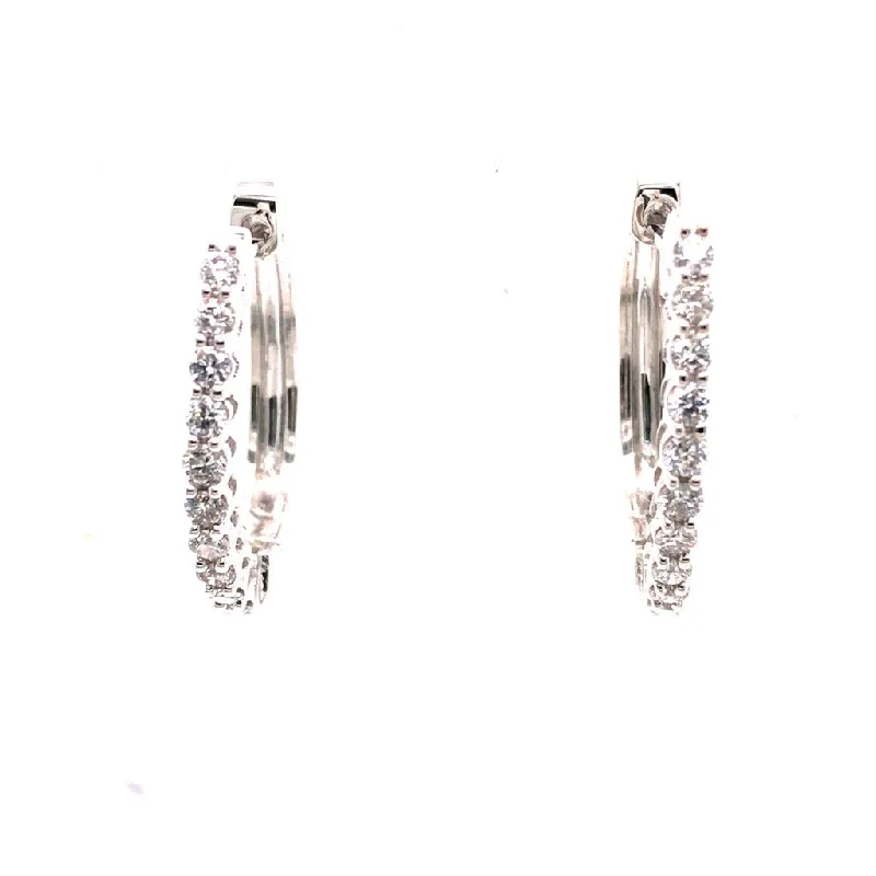 Angel wing earrings-Rolland's Design White Gold Diamond Hoop Earrings