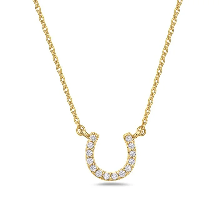 Chunky chain necklaces-14K Yellow Gold Horseshoe Diamond Necklace