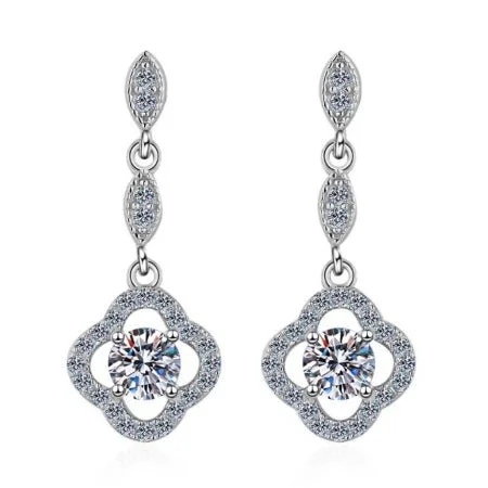 Bamboo style earrings-Chris Round Moissanite Dangling Earrings