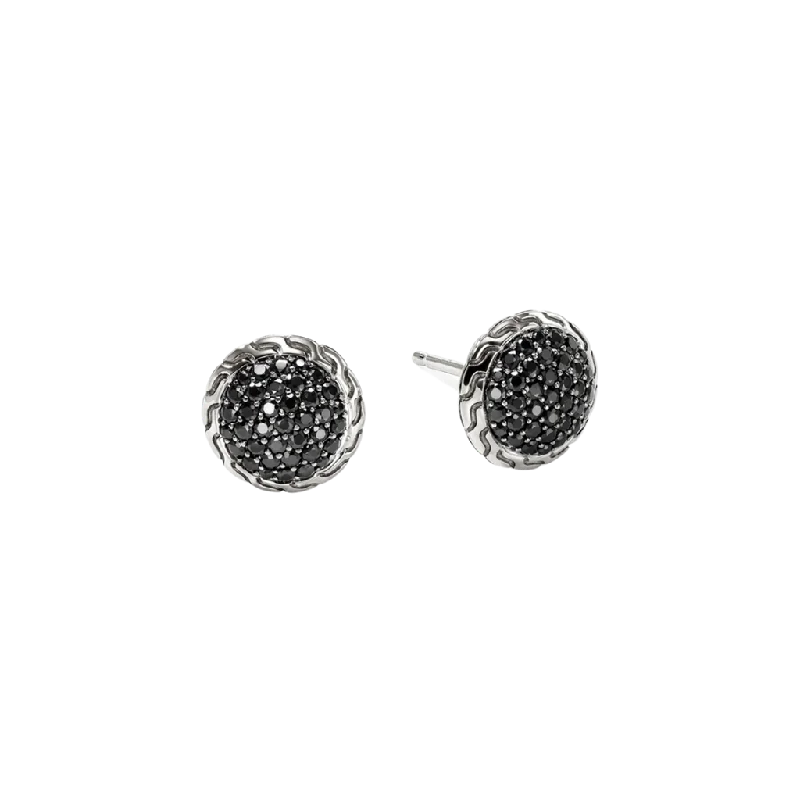 Hexagon stud earrings-John Hardy Essentials Silver Black Sapphire Stud Earrings