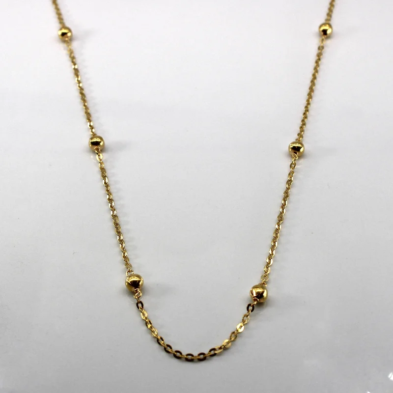 Beaded cluster necklaces-Rolo Chain with Beads Gold Necklace | 46"|