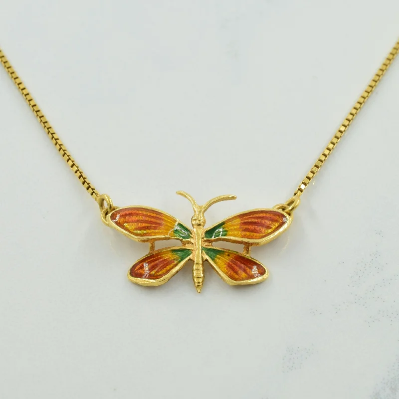 Teardrop gem necklaces-18k Yellow Gold Butterfly Necklace | 16" |