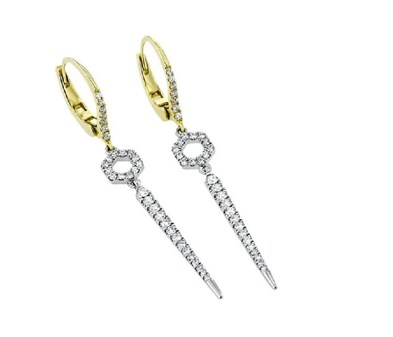 Hollow hoop earrings-Simong G. 18kyw Diamond Drop Earrings