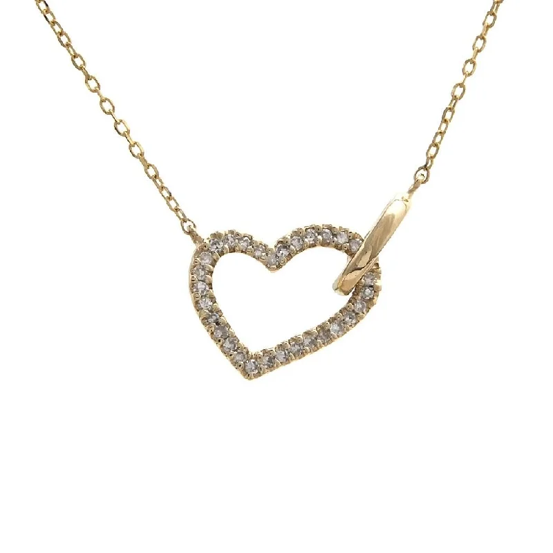 Minimalist style necklaces-14K White Gold Heart Single Micro Pave Diamond Necklace