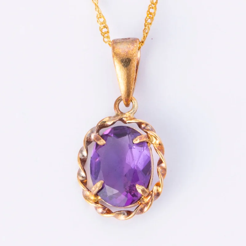 Magnetic clasp necklaces-18k Yellow Gold Amethyst Necklace | 0.85ct | 15"