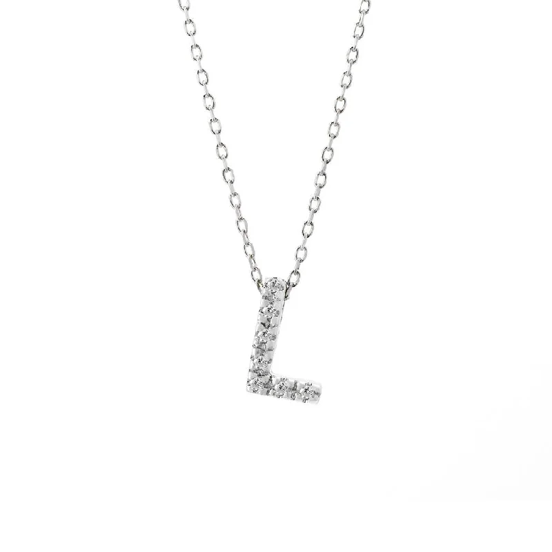 Sleek silver necklaces-14K Gold Initial "L" Necklace With Diamonds