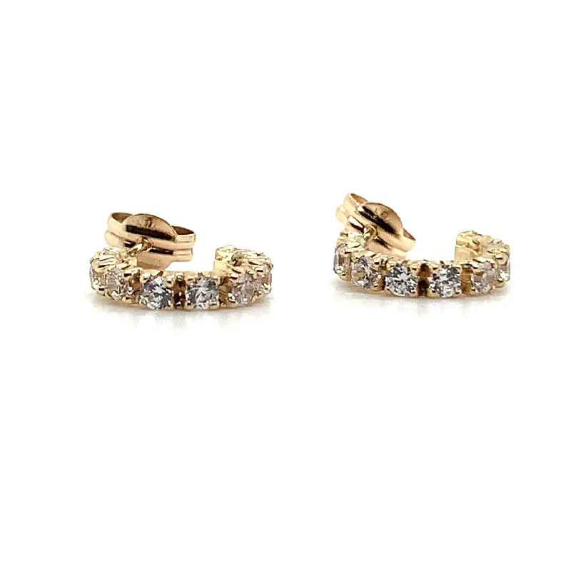 Moon phase earrings-9ct Yellow Gold Cz Hoop Earrings