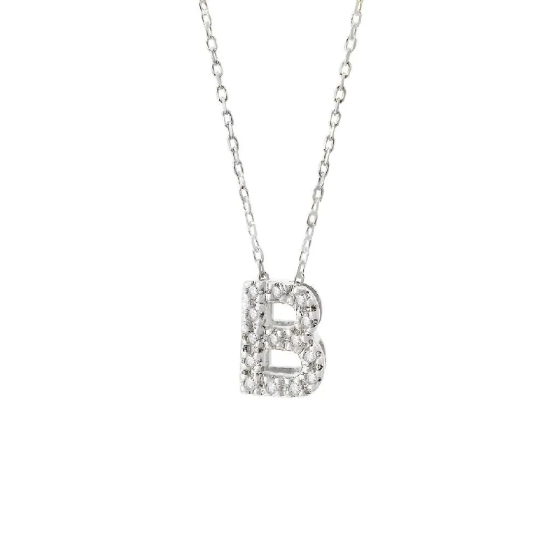 Thick link necklaces-14K Gold Initial "B" Necklace With Diamonds