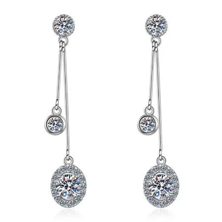 Mixed metal earrings-Dana Moissanite Earrings