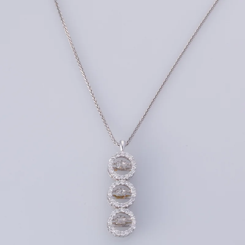 Rose gold necklaces-14K White Gold Necklace with Moving Diamonds | 1.08ctw | 18"|