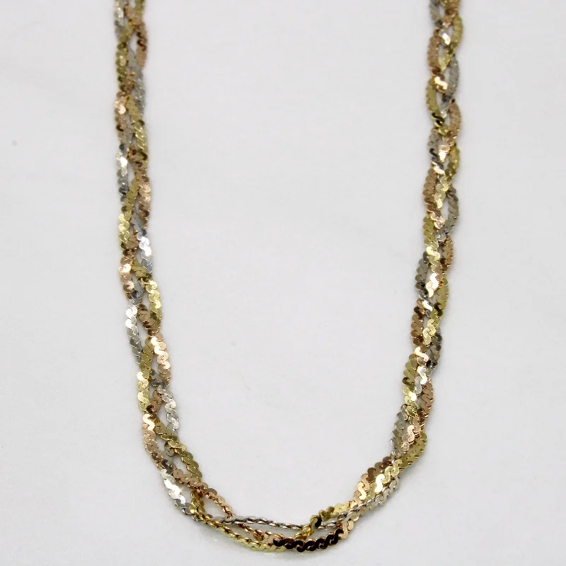 Tribal woven necklaces-14k Tri Tone Gold Woven Necklace | 15" |