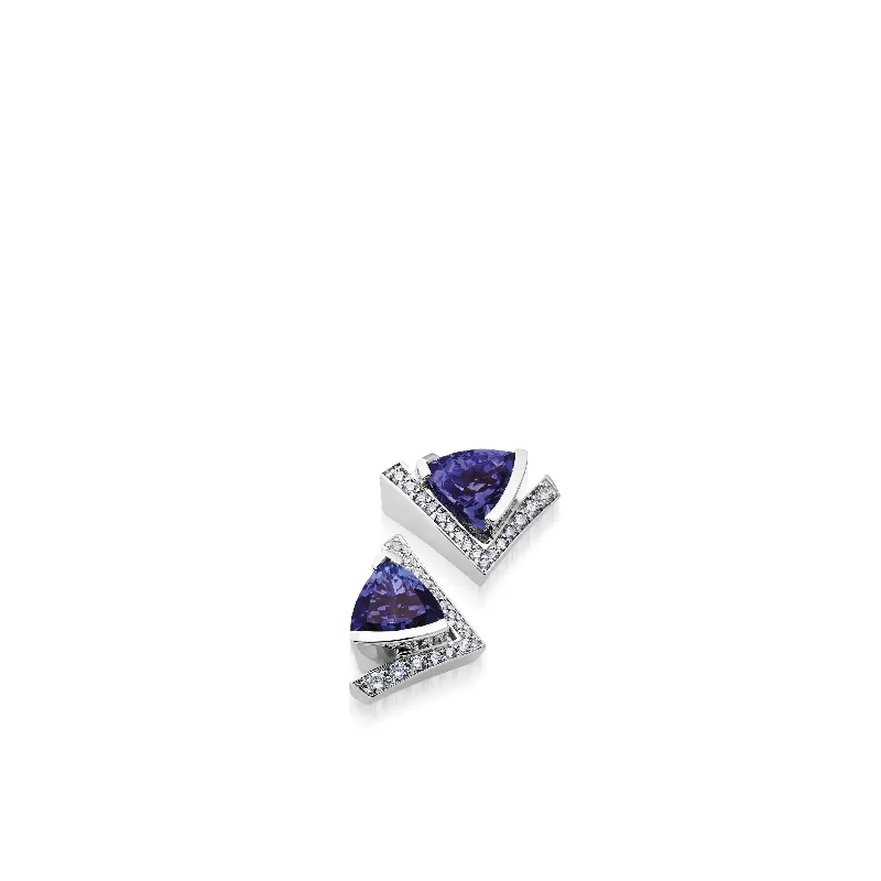 Geometric stud earrings-Pinnacle Gemstone Stud Earrings with Pave Diamonds