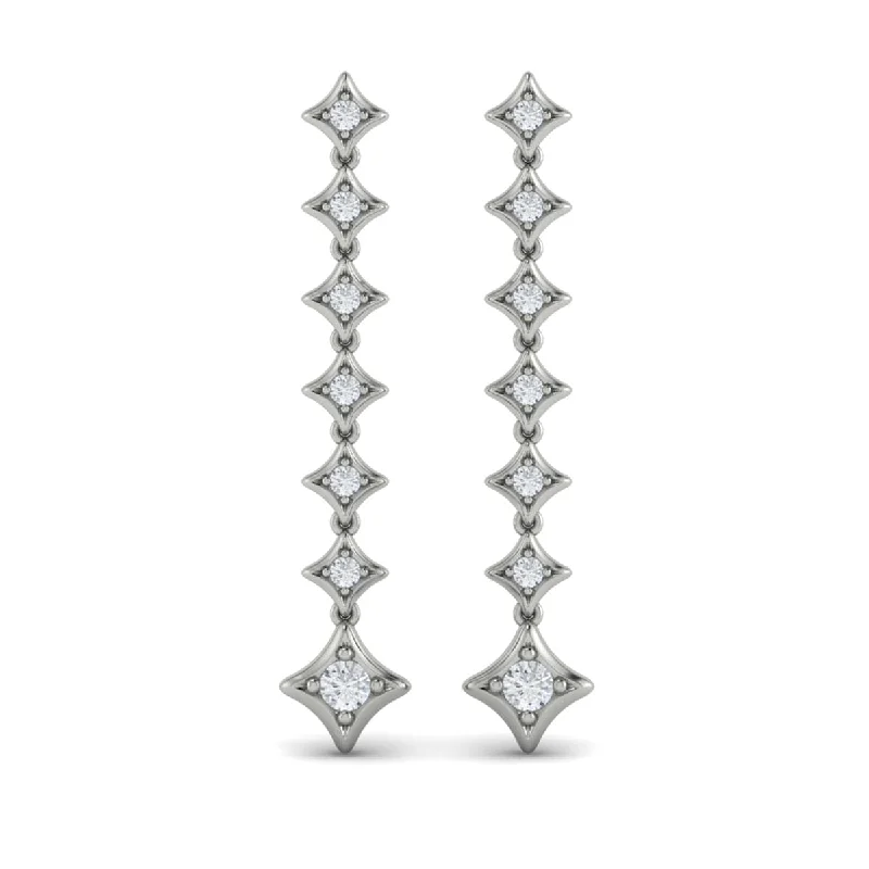 Minimalist bar earrings-Diamond Vlora Star Long Drop Statement Earrings