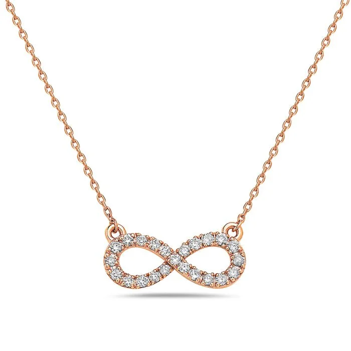 Engraved initial necklaces-14K Rose Gold Infinity Diamond Necklace